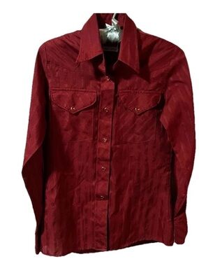Vintage Miller Western Boys Shirt Red Pearl Snap Shirt 11/12 Chest 40